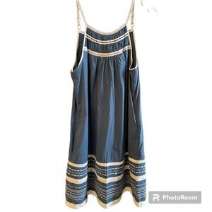 BCBGMaxAzria‎ Sundress Blue White Lined Smock Summer Size Medium